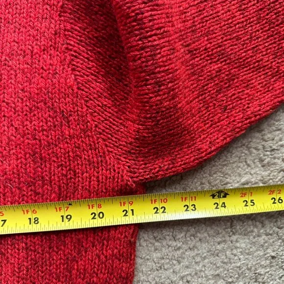 LL Bean Sweater Mens Medium Crewneck Vtg Wool Pullover Long Sleeve Red